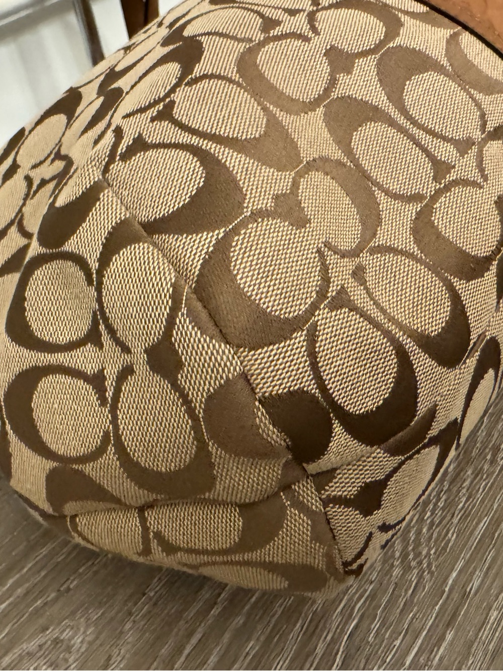 Coach Tan Signature  Canvas Tote with Brown Leather Trim - Picture 10 of 13